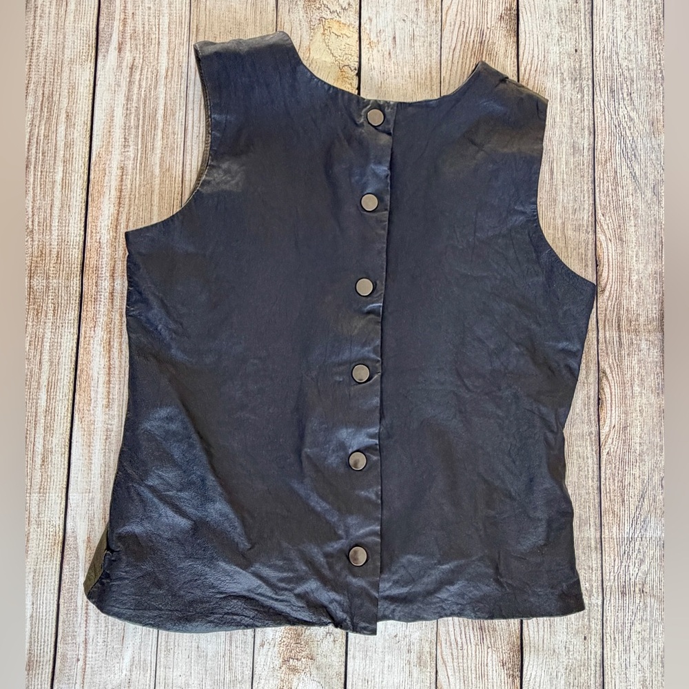 Cynthia Rowley 100% Leather Vest Streetwear Minimalist Women’s Size L